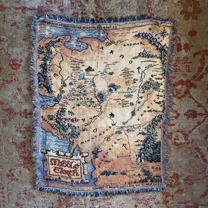 The Lord Of The Rings Middle Earth Woven Tapestry Throw Blanket Hobbit Map LOTR